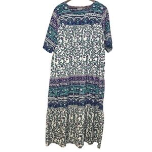 Vermont Country Store Maxi Dress Tiered Pockets Prairie Cottage Comfort 2X